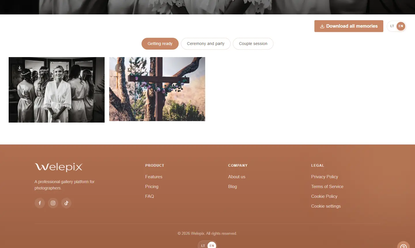 Photos delivered for download